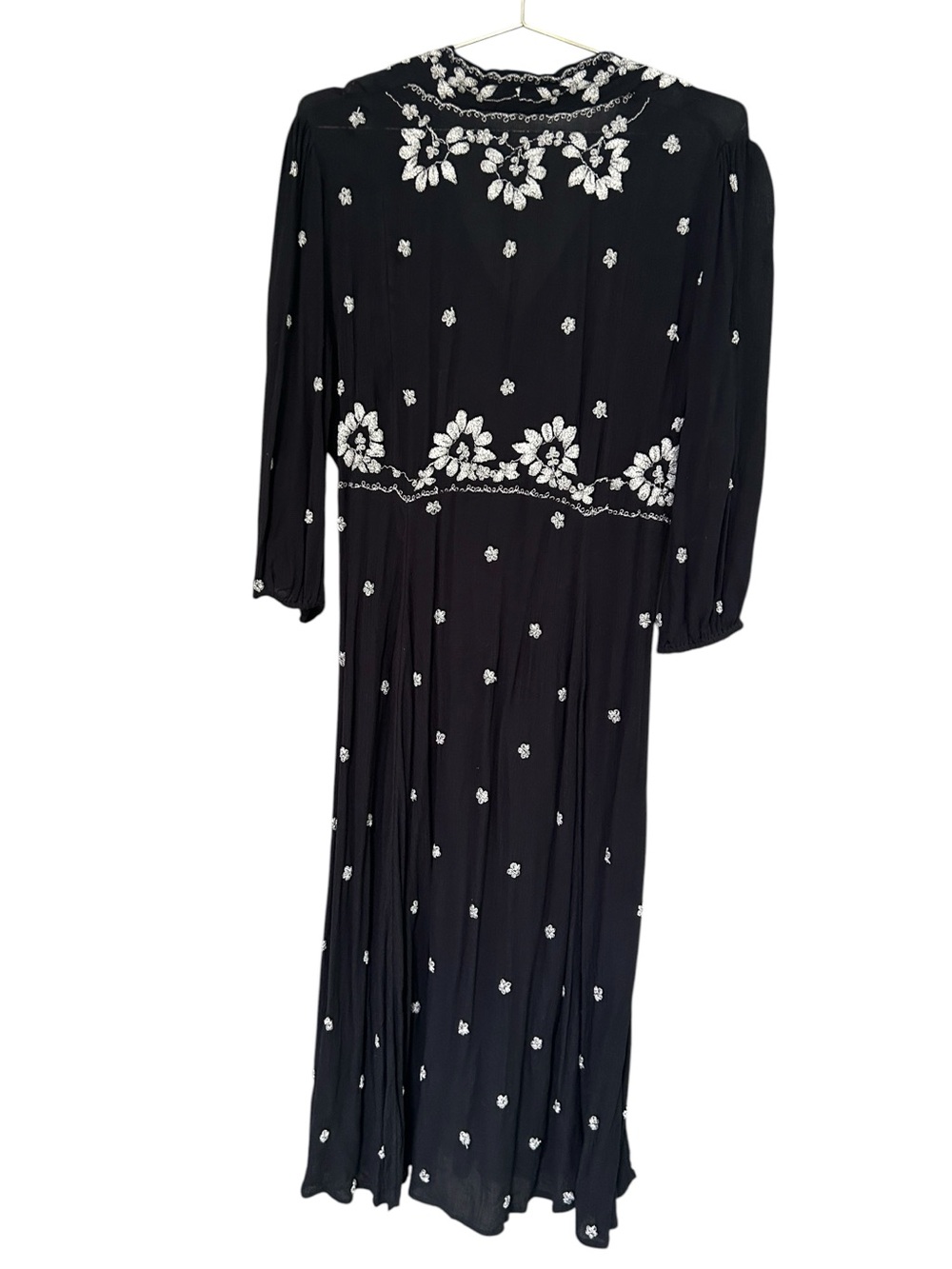 Free People Fable Embroidered Peasant Boho Midi Dress White Floral Embroidery, M - Picture 5 of 11